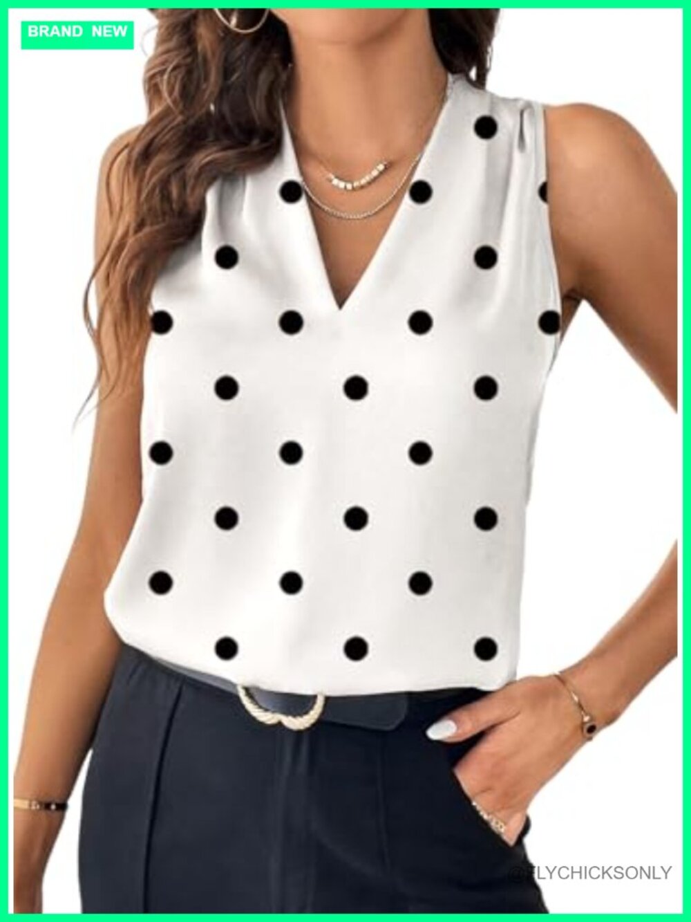 Women's Sleeveless Pleated V-Neck Tank Top Business Casual